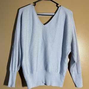 Light Blue Oversized Women's Sweater Cut Out Size Medium